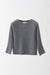 Cashmere and Silk Blend Pullover with 3/4 Sleeves and Boatneck - heather grey - front
