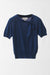 Cashmere and Silk Blend Pullover with Short Sleeves and Tie Neck - navy - fabric details
