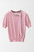 Cashmere and Silk Blend Pullover with Short Sleeves and Tie Neck - antique pink - front