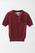 Cashmere and Silk Blend Pullover with Short Sleeves and Tie Neck - burgundy - front