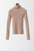 Cashmere Blend Pullover with Long Sleeves and Turtleneck - caramel - fabric details