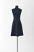 Knit Structured Flared Sleeveless Dress with Crewneck - black and navy - front