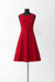 Knit Structured Flared Sleeveless Dress with Crewneck - scarlet red - front