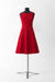 Knit Structured Flared Sleeveless Dress with Crewneck - scarlet red - front