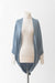 Silk Wool Blend Shawl Cardigan  - Blue Grey (Front)