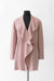 Cashmere Cascade Ruffle Collar Coat with Leather Trim - Antique Pink (Front)