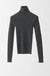 Cashmere Blend Pullover with Long Sleeves and Turtleneck - charcoal - fabric details