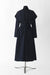 Cashmere Wrap Shawl Collar Duster Coat with Side Slits - Midnight Blue (Front)
