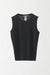 Wool Knit Fitted Sleeveless Top with Placed Pointelle - black - front