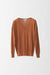 Cashmere and Silk Sparkly Pullover with Long Sleeves and V-Neck - spice - front