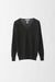 S / Black / Cashmere and silk pullover, V neck drop shoulder long sleeves