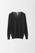 Cashmere and Silk Sparkly Pullover with Long Sleeves and V-Neck - black - front