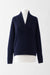 XS / Navy / Cashmere wool and silk Breton pullover V neck