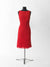 Lace Straight Sleeveless Dress with Boatneck - scarlet red - front