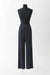 44 / Pinstripe Charcoal / Wool, Mid high waist and wide leg