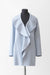 Cashmere Cascade Ruffle Collar Coat with Leather Trim - Powder Blue (Front)