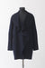 Cashmere Cascade Ruffle Collar Coat with Leather Trim - Midnight Blue (Front)