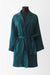 Silk Loungewear Knee-Length Robe with Notch Collar - teal - front