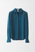 Silk Collared Shirt with French Cuffs - teal - front