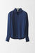 Silk Collared Shirt with French Cuffs - midnight blue - front