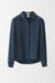 Silk Collared Shirt with Short Front and Mother-Pearl Buttons - midnight green - front