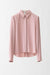 Silk Collared Shirt with Short Front and Mother-Pearl Buttons - antique pink - front