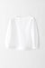 Cotton Popover Blouse with Puffy Sleeves  - white - front