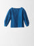 Silk Satin Popover Blouse with Puffy Sleeves  - ocean blue - front