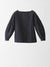 Silk Satin Popover Blouse with Puffy Sleeves  - black - front